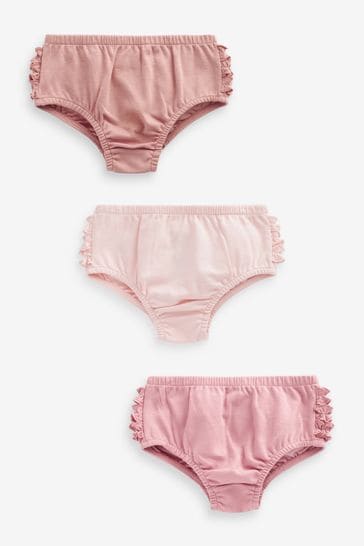 Pink 3 Pack Baby Knickers (0mths-2yrs)