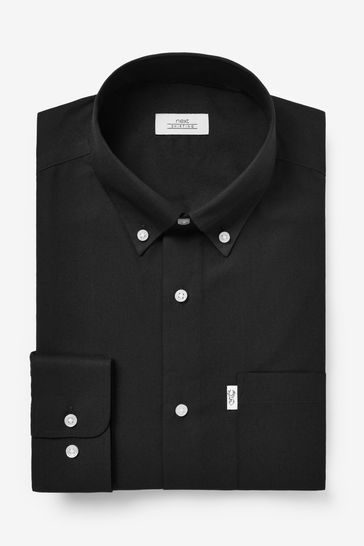 Black Slim Fit Single Cuff Easy Iron Button Down Oxford Shirt