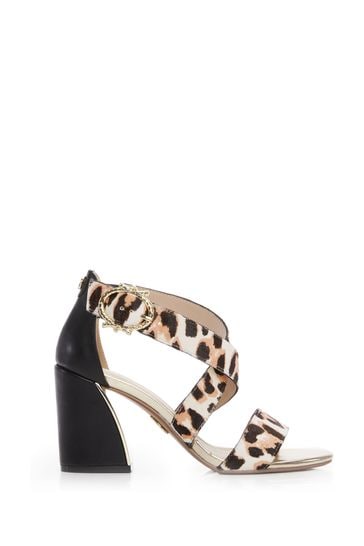Moda in Pelle Flared Heel Sandals with Cross-Over Ankle Strap