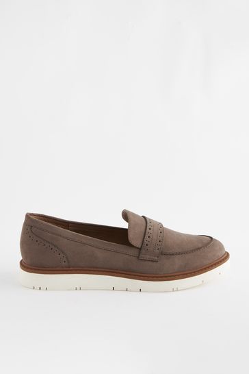 Buy Neutral Regular Wide Fit Forever Comfort Brogue Detail Chunky