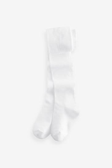 White cotton online school tights