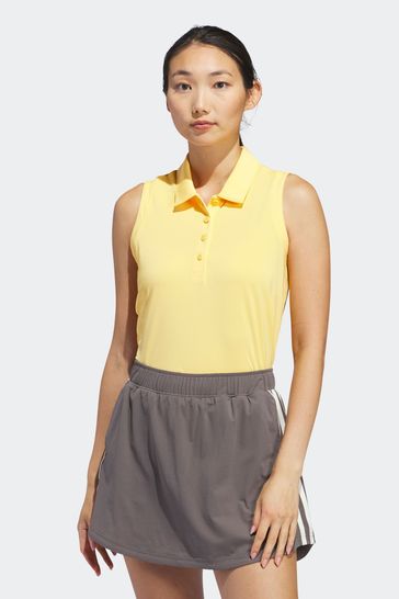 adidas Golf  Ultimate365 Solid Sleeveless Yellow Polo Shirt