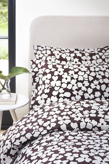 Jasper Conran London Brown Abstract Floral 200 TC Percale Duvet Set