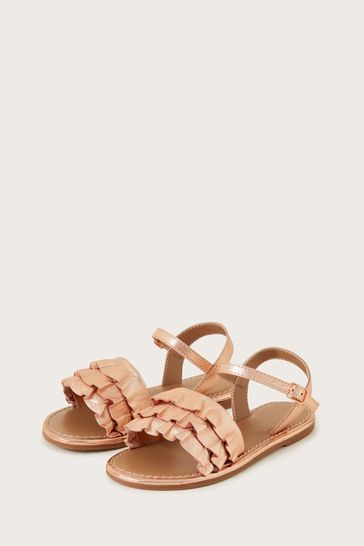 Buy Monsoon Gold Leather Frill Sandals from Next Luxembourg