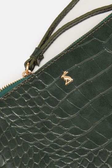 Joules Eliza Green Faux Leather Croc Effect Pouch