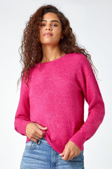 Pink round deals neck jumper