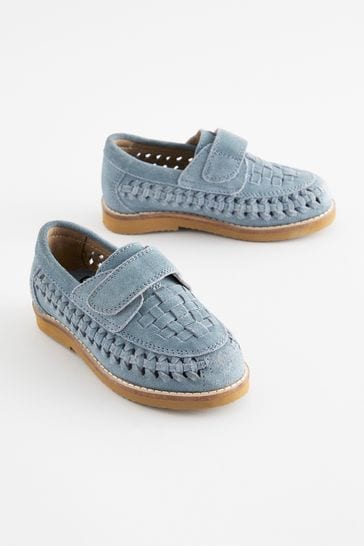 Blue Woven Loafers
