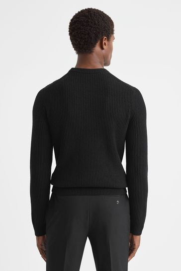 Black ribbed crew neck on sale jumper