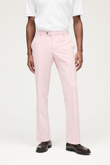 Pink Slim Fit Motionflex Stretch Suit: Trousers
