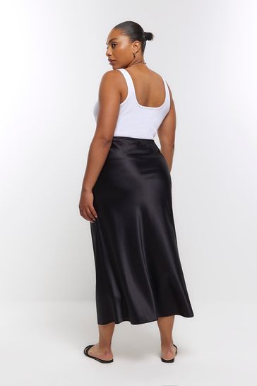 Plus size black maxi skirt uk sales