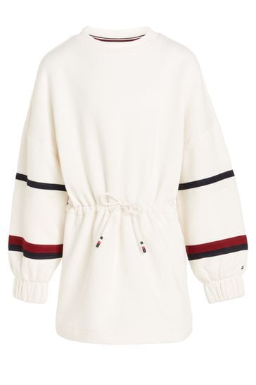 Buy Tommy Hilfiger Girls Global Stripe Jumper White Dress from