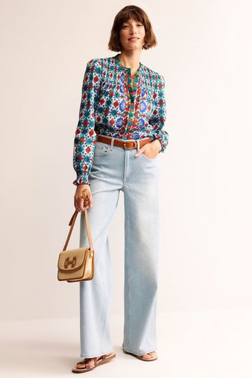 Buy Boden Blue Helena Cotton Blouse from Next Luxembourg