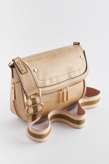 Leather bag clearance with canvas strap