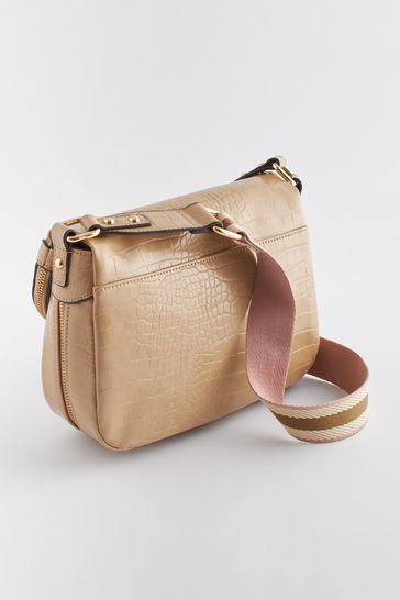 Leather bag sale with canvas strap
