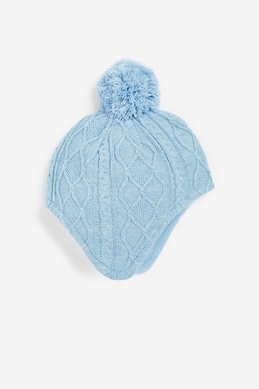 Blue Knitted Trapper Baby Hat (0mths-2yrs)