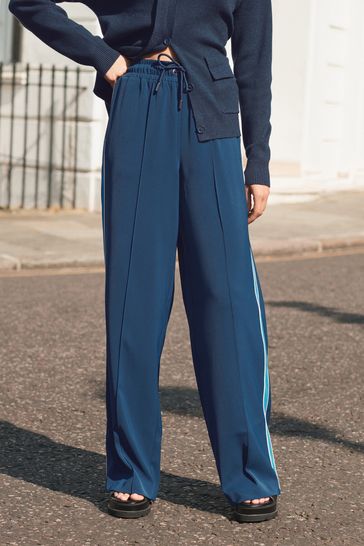 Blue side stripe trousers outlet