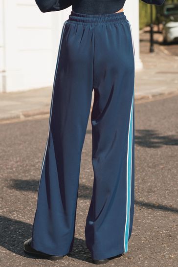 Blue side stripe trousers shop