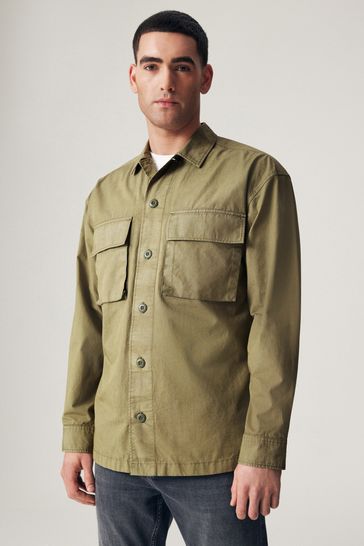 Khaki 4 pocket utility shacket shop