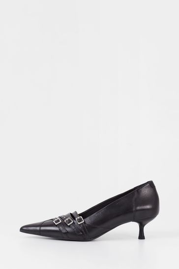 Vagabond Lykke Buckle Kitten Heel Black Shoes