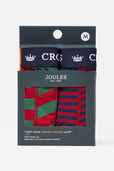 Joules Crown Joules Red Stripe Cotton Boxer Briefs (2 Pack)