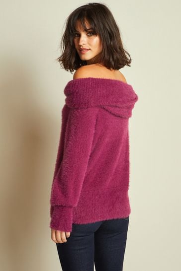 Buy Purple Fluffy Long Sleeve Bardot Jumper from Next Lithuania