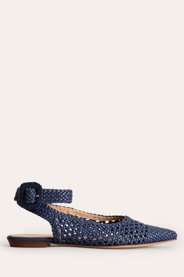 Buy Boden Blue Ankle Strap Pointed Flats from Next Luxembourg