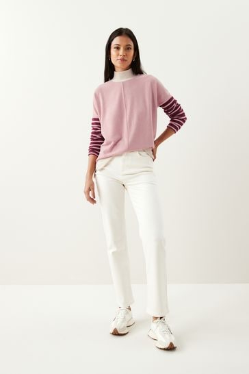 Buy Pink Stripe Cosy Lightweight Longline Jumper from Next Luxembourg