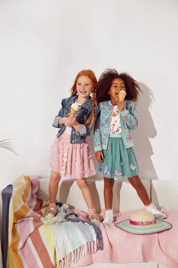 Girls frill hot sale denim jacket