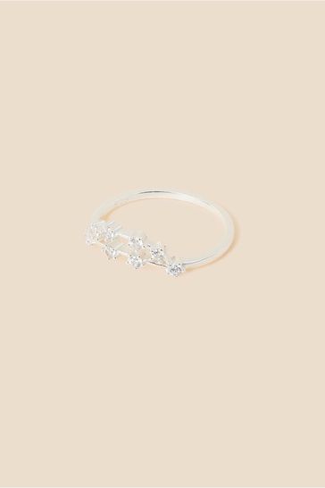 Accessorize White Recycled Sterling Silver Sparkly Constellation Capricorn Ring