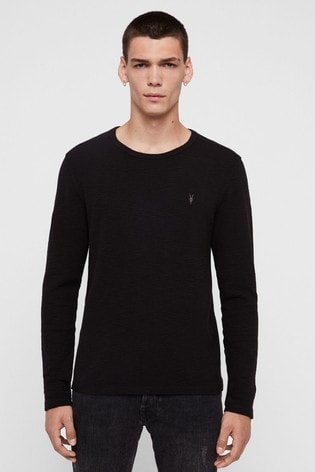 AllSaints Black Textured Clash Sweatshirt