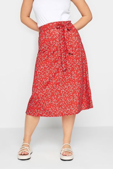 Buy PixieGirl Petite Red Ditsy Belted Midi Skirt from Next Luxembourg