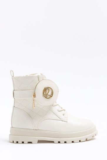 River Island Cream Girls Nylon Pocket Boots