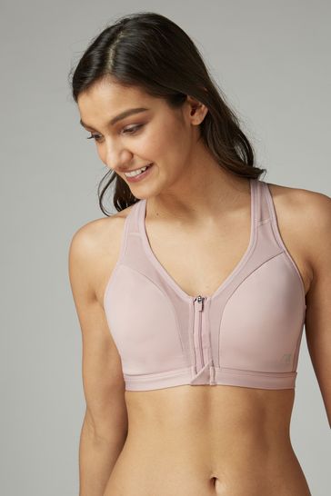 Buy Pink Next Active Sports High Impact Zip Front Bra from Next
