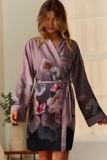 Buy B By Ted Baker Charcoal Floral Long Sleeve Robe from Next Poland