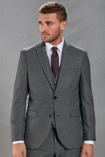 Buy Grey Signature Empire Mills 100 Wool Birdseye Suit Jacket from Next Luxembourg