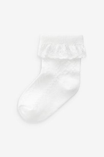 White Lace Baby Socks 3 Pack 0mths 2yrs