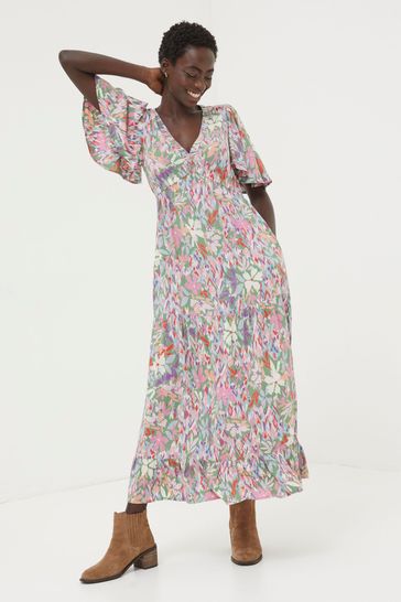 FatFace Green Grace Expressive Floral Midi Dress