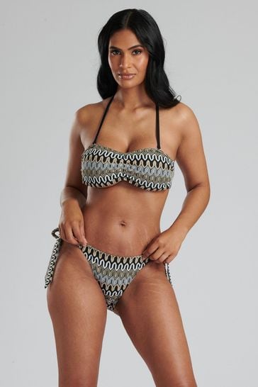 South Beach Black Crochet Moulded Cup With The Side Briefs