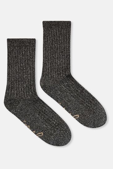Joules Freya Black Glitter Ankle Socks