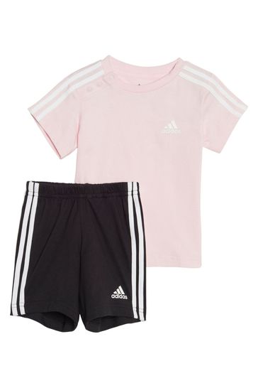 adidas Pink Essentials Infant T-Shirt And Shorts Set