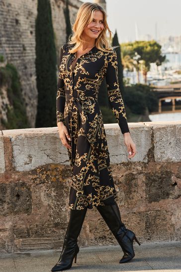 Black print shirt on sale dress