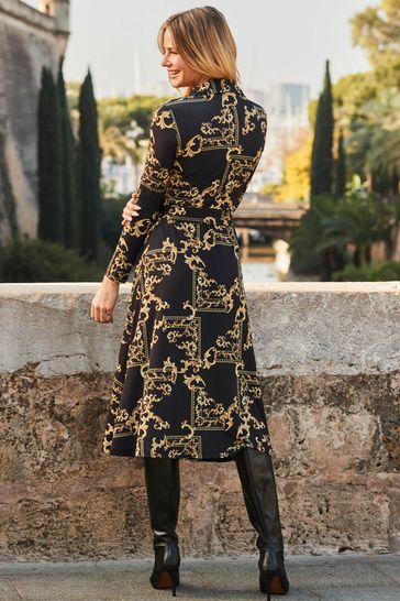 Black print shirt on sale dress