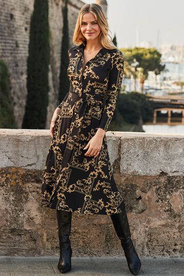 Black print shirt on sale dress