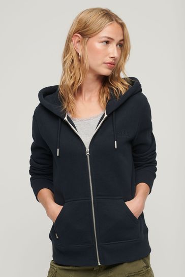 Superdry Navy Essential Logo Zip Hoodie