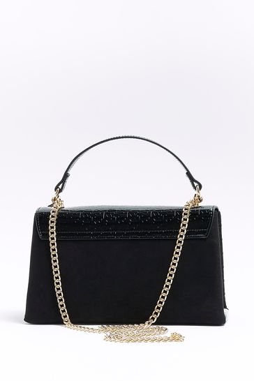 River island black best sale double pocket messenger bag