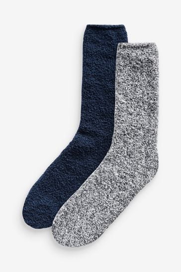 Navy Grey 2 Pack Cosy Bed Socks