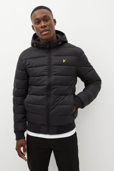 Buy Lyle Scott Plus Size Baffle Padded Hooded Black Jacket from Next Ireland