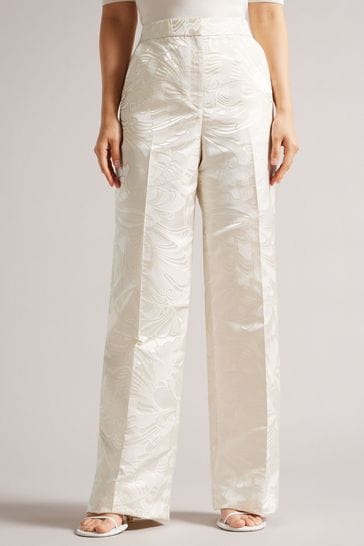 Ted Baker Natural Majiat Wide Leg Jacquard Trousers