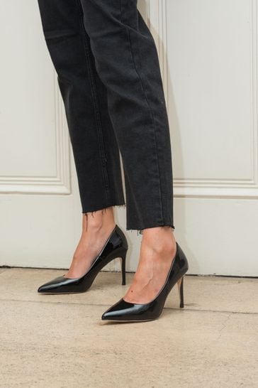 Black patent sales court shoes