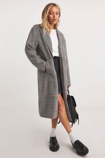 Buy Simply Be Checked Faux Wool Relaxed Blazer Black Coat from
